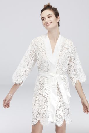White Bridal Lace Robe | David's Bridal